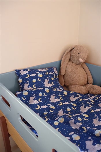 Baby sengetøj 70x100cm -  OEKO-TEXÂ® Certificeret - Elefant, stjerner og måne - 100% Bomulds sengesæt